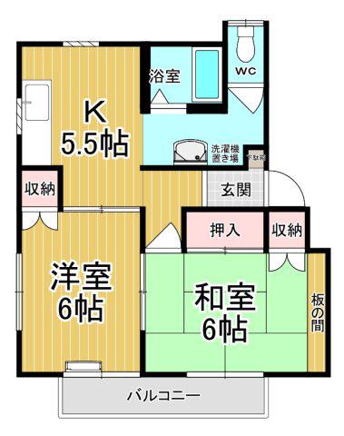 グリーンガーデンNO.6(2K/2階)の間取り写真