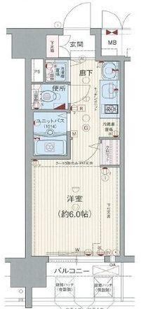 プレサンス上町台東平(1K/6階)の間取り写真