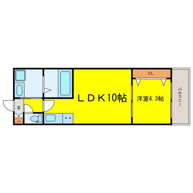 新日・梅田ノース(1LDK/5階)の間取り写真