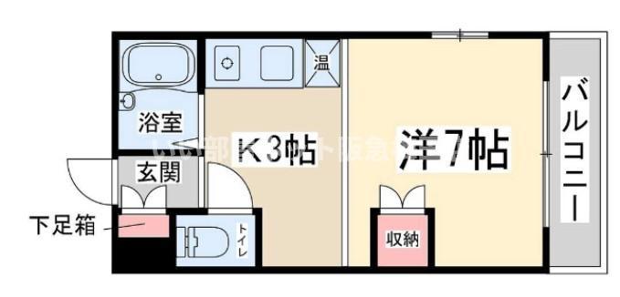 コモド田口(1K/3階)の間取り写真