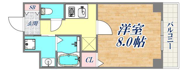 クレアドル須磨(1K/2階)の間取り写真