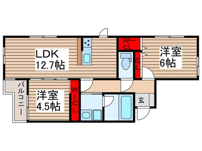 ALAMOANA(2LDK/2階)の間取り写真