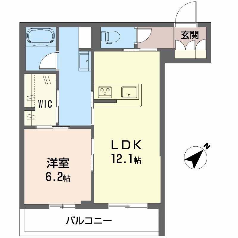 ラ シャンブル クレール(1LDK/2階)の間取り写真