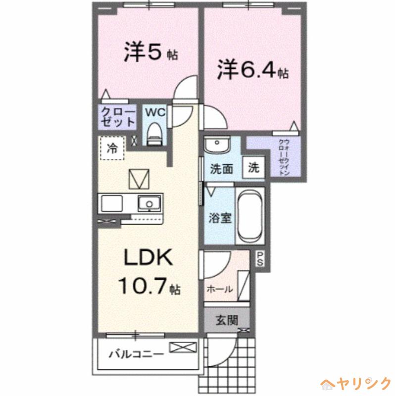 ヴィラ・フローラ ノース(2LDK/1階)の間取り写真