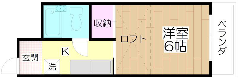 ドミールU(1K/2階)の間取り写真
