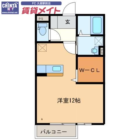 CONFORT B棟(ワンルーム/1階)の間取り写真