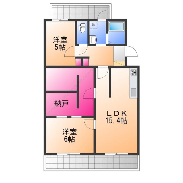 中百舌鳥グリーンハイツ(2SLDK/2階)の間取り写真
