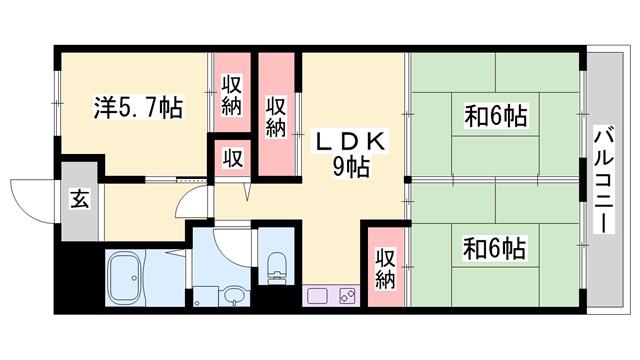ラフェスタ二見(3LDK/3階)の間取り写真
