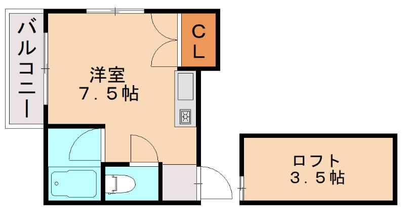 ヴィラ井尻(ワンルーム/1階)の間取り写真
