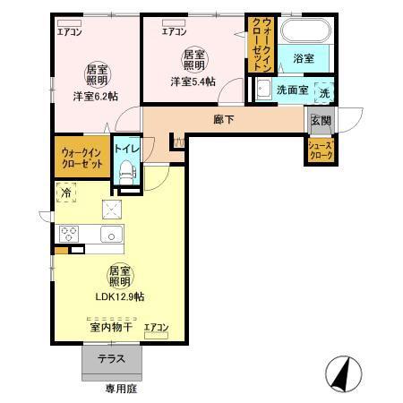 パストラルコート D(2LDK/1階)の間取り写真