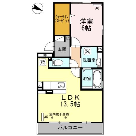 ボンシック1番館(1LDK/2階)の間取り写真