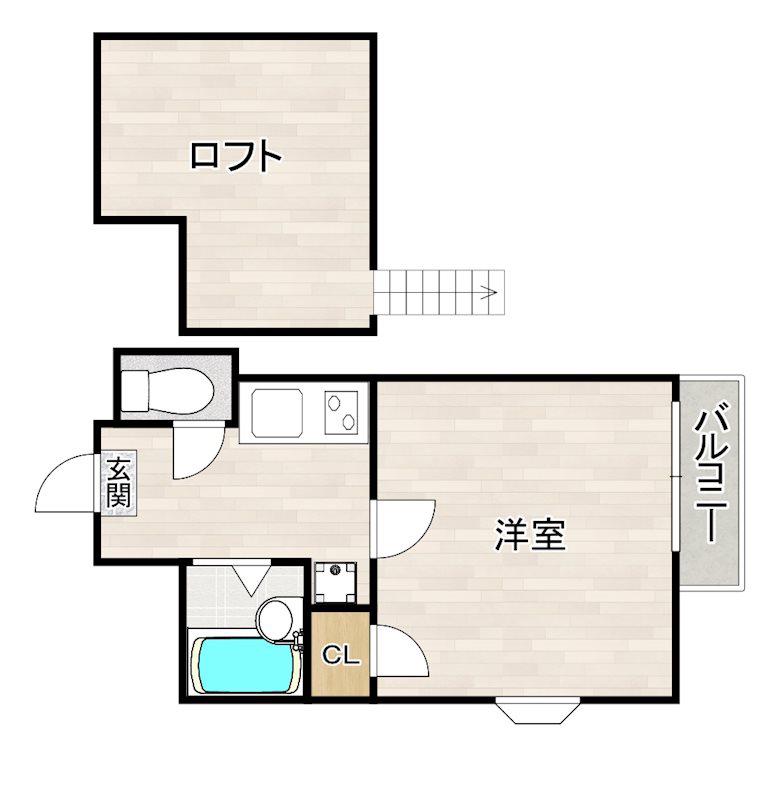 VERY平尾(1K/2階)の間取り写真
