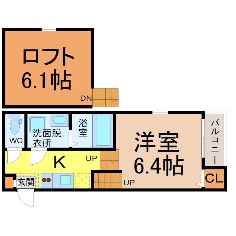 アルメリアII(1K/1階)の間取り写真