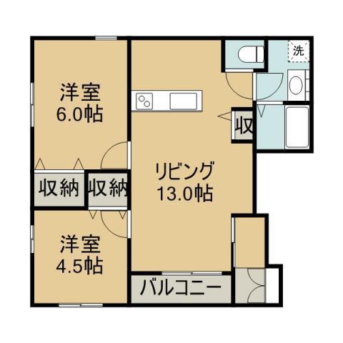 メゾンMANAII(2LDK/1階)の間取り写真