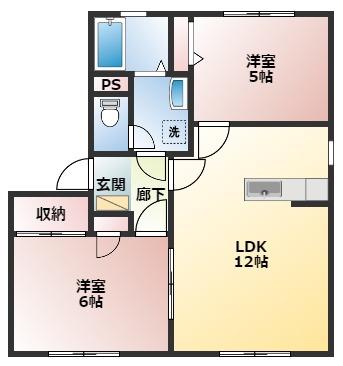 ロフティ(2LDK/1階)の間取り写真