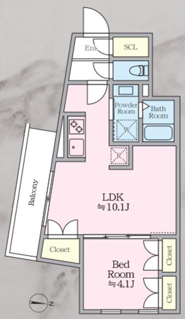 MEJIRORESIDENCE(1LDK/4階)の間取り写真