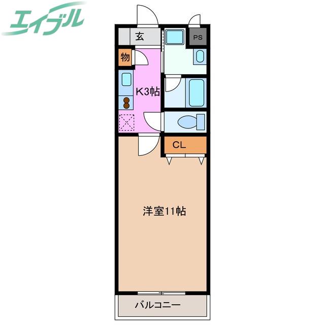 セレッソIKUWA(1K/3階)の間取り写真
