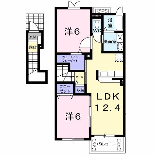 フェリーチェ A(2LDK/2階)の間取り写真