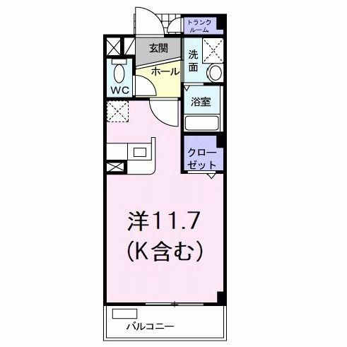 グレイス(ワンルーム/3階)の間取り写真