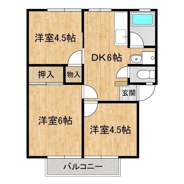 アーバンヒルB(3DK/2階)の間取り写真