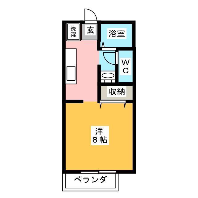 サンパークCERA B(1K/1階)の間取り写真