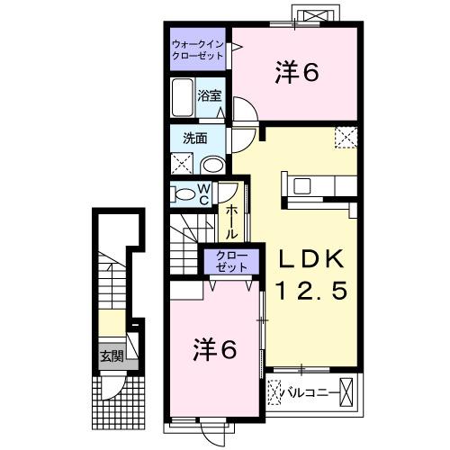 ラピス・ティティシア(2LDK/2階)の間取り写真