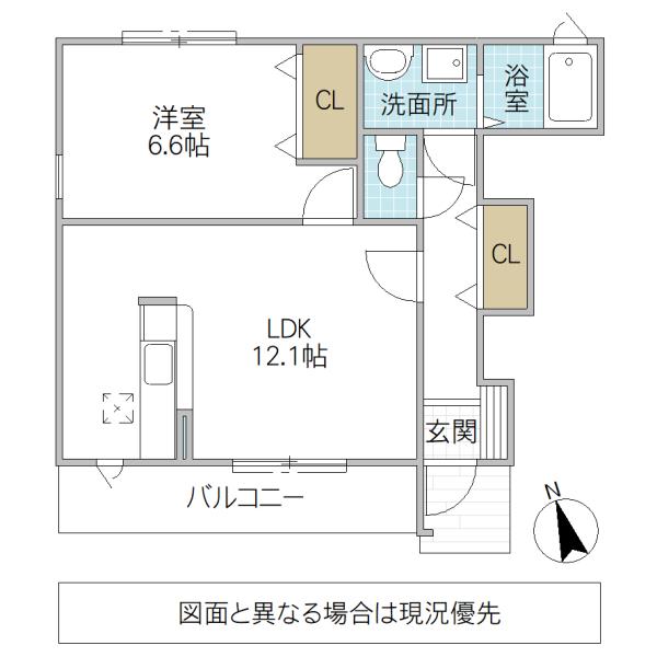 フィデール(1LDK/1階)の間取り写真