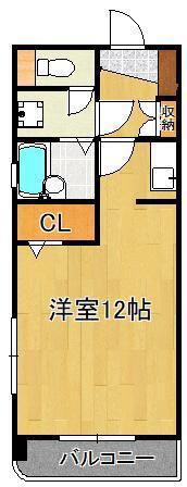 クレベール皇后崎(1K/3階)の間取り写真