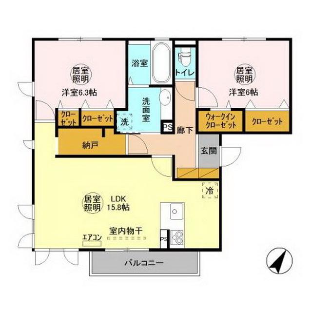 ヴァレンティーナ E(2LDK/2階)の間取り写真