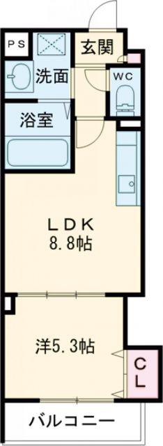 ラモーナ半田(1LDK/1階)の間取り写真