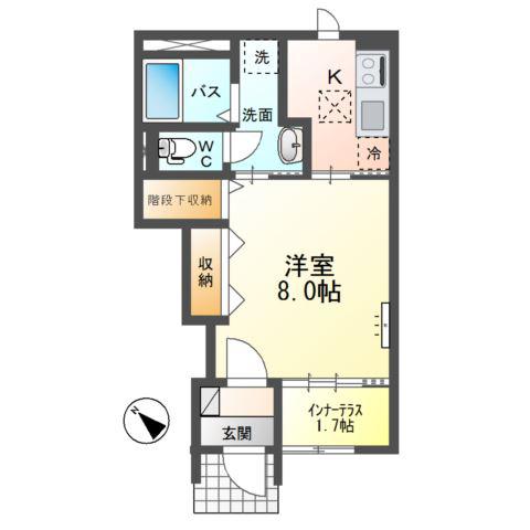 つくば市倉掛 (1K/1階)の間取り写真