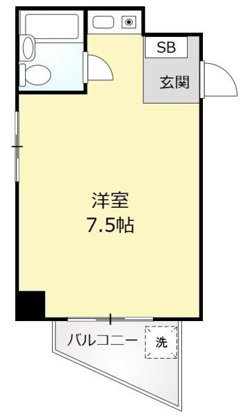 駒込K&Mビル(ワンルーム/3階)の間取り写真