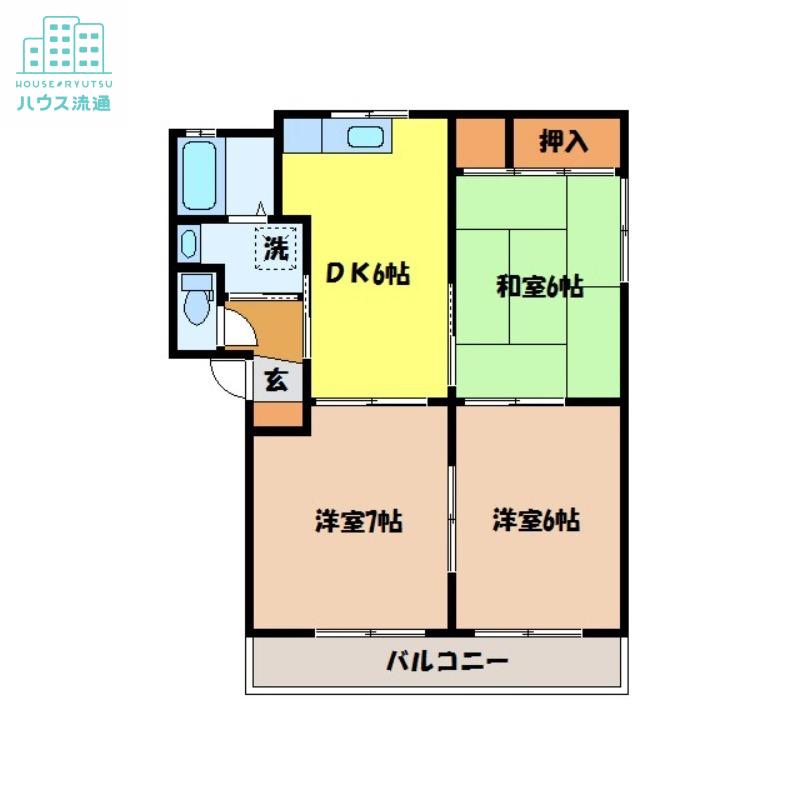 シャーメゾン桜 C棟(3DK/2階)の間取り写真