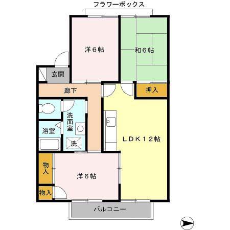 リバーシャトルC棟(3LDK/2階)の間取り写真