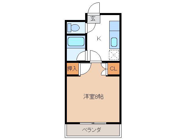 コーポビッグウェイブS(1K/2階)の間取り写真