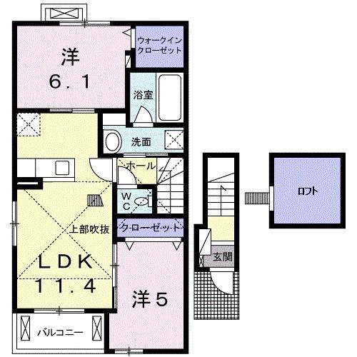 アイリスブルーム C(2LDK/2階)の間取り写真