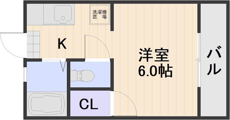 コーポKYⅡ(1K/1階)の間取り写真