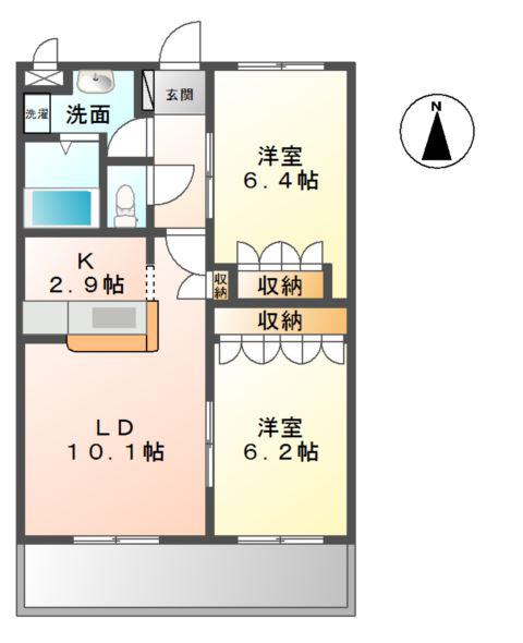クレシア(2LDK/2階)の間取り写真