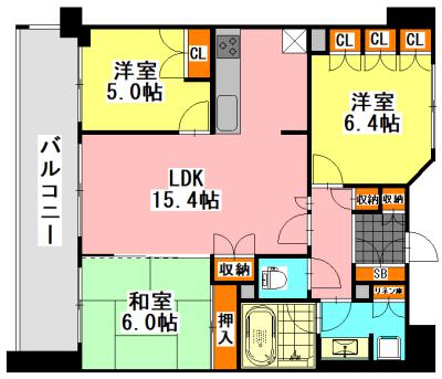 コンフォートパレス薬園台(3LDK/6階)の間取り写真