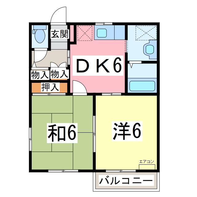 ロイヤルガーデンII(2DK/1階)の間取り写真