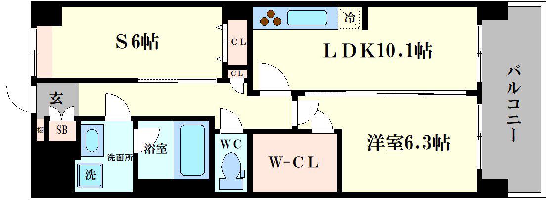 スプランディッド難波ウエストII(2LDK/8階)の間取り写真
