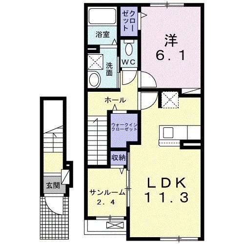 シトリン(1LDK/2階)の間取り写真