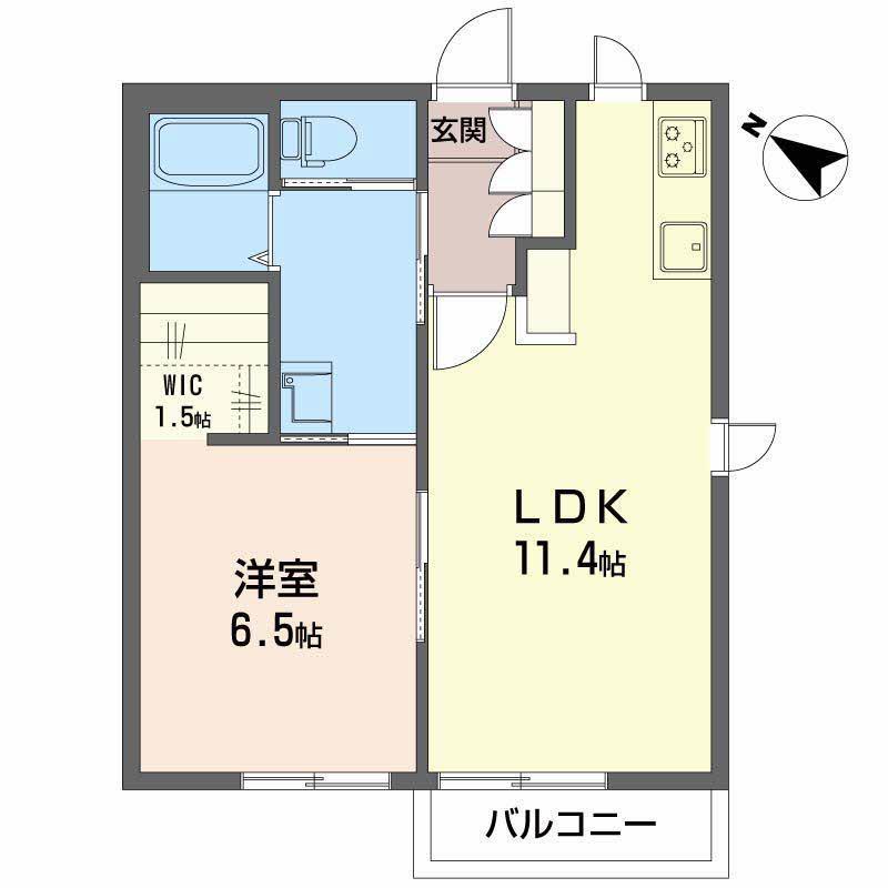 ＪＲ八戸線 本八戸駅 バス乗車時間：20分 最寄りバス停で下車 徒歩3分 2階建 築24年(1LDK/2階)の間取り写真