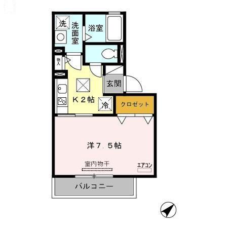 カプチュール(1K/1階)の間取り写真