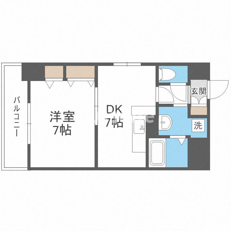 CITY SPIRE難波南(1DK/6階)の間取り写真
