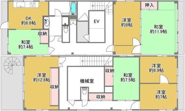 進光ビル(6LDK/6階)の間取り写真