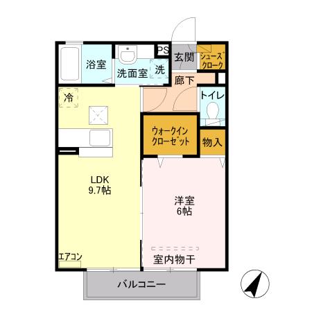 ケンフォード(1LDK/1階)の間取り写真