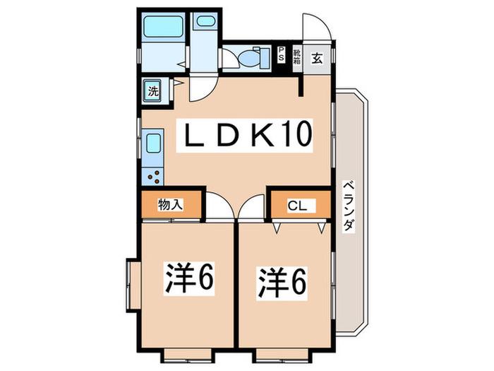 ズーデン第3(2LDK/3階)の間取り写真