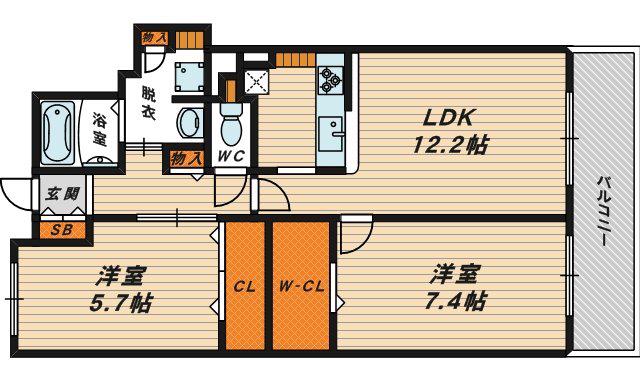 リバーカントリーガーデン京橋(2LDK/25階)の間取り写真