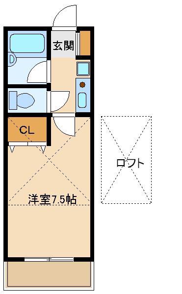 クレセントハイツサウス・PARTIII (1K/2階)の間取り写真